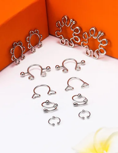 Miniatura 2 de Kadogohno Piercing de pezón falsoanillos de pezón falsos