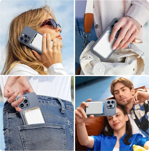 Miniatura 6 de ILYMUS Magsafe - Cartera magnética para iPhone serie 15141312, funda de cuero para teléfono celular, delgada, bloqueo RFID, Blanco, Elegante