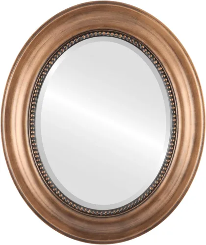 Miniatura 19 de OVALCREST Espejo de pared ovalado biselado para decoración del hogar, estilo patrimonial, espray plateado, dimensiones exteriores de 25 x 29 pulgadas