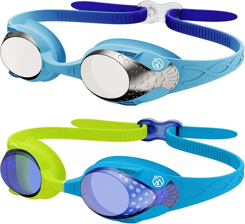 Miniatura 11 de OutdoorMaster - Gafas de natación de ajuste rápido para niños (2 unidades)