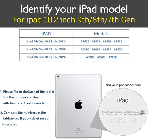Miniatura 2 de Gexmil Funda para iPad de 9ª/8ª/7ª generación (2021/2020/2019), funda de cuero genuino de 10.2 pulgadas, funda de piel de vaca con función