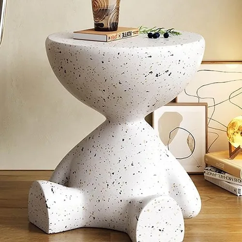 Miniatura 3 de Taburete moderno de terrazo sintético, mesa auxiliar resistente, mesa auxiliar resistente para interiores y exteriores