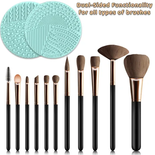 Miniatura 4 de YalsFTY - Limpiador de brochas de maquillaje de silicona, 2 piezas, herramienta de limpieza de almohadilla para cosméticos, función de doble cara