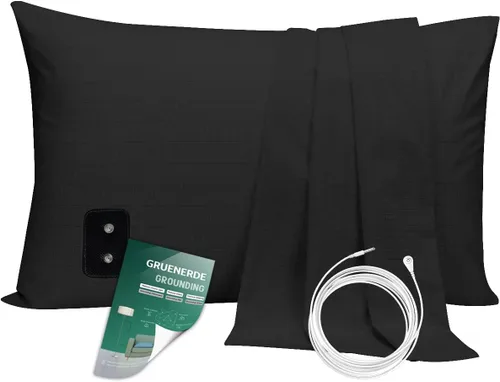 Miniatura 9 de Funda de almohada con cable de conexión a tierra de 15 pies, funda de almohada conductora de fibra plateada para un mejor sueño, aumenta la energía