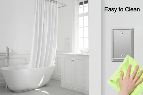 Miniatura 6 de OKAWYC Aria - Placa de pared metálica para interruptor de luz en blanco, paquete de 4 unidades, níquel cepillado de 1 banda, cubierta de interruptor