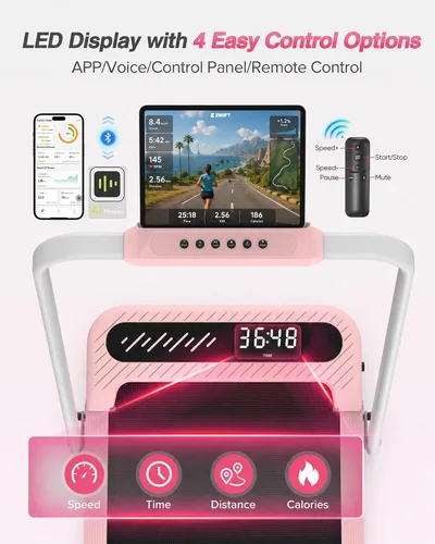 Miniatura 4 de WELLFIT Caminadora plegable con inclinación, capacidad de 320 libras, caminadora para caminar con barra de agarre, caminadoras portátiles