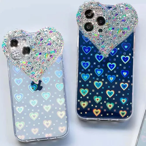 Miniatura 5 de Funda para iPhone 14 Pro Bling Case, 3D Luxury Sparkle Glitter Diamond Crystal Rhinestone Case para mujeres y niñas, bonita funda con gemas