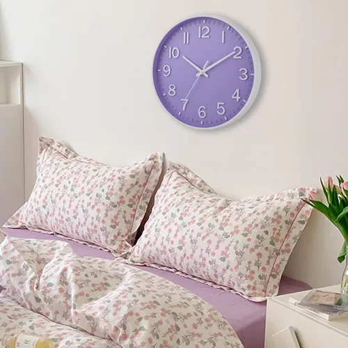 Miniatura 4 de HZDHCLH Relojes de Pared Morados Operados con Batería, 12 pulgadas Silenciosos Sin Tictac Reloj de Pared Moderno para Sala de Estar Dormitorio