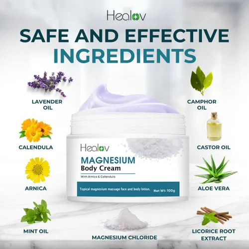 Miniatura 7 de Loción de magnesio – Crema de magnesio calmante pura para relajación, mejor sueño, salud muscular, cuidado de piernas y articulaciones – Mantequilla