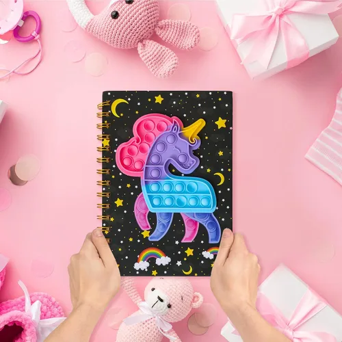 Miniatura 6 de windrio Cuaderno de burbujas para niños, cuaderno de burbujas para niñas, cuaderno de espiral para niños, diario de 8.1 x 5.7 pulgadas con 8
