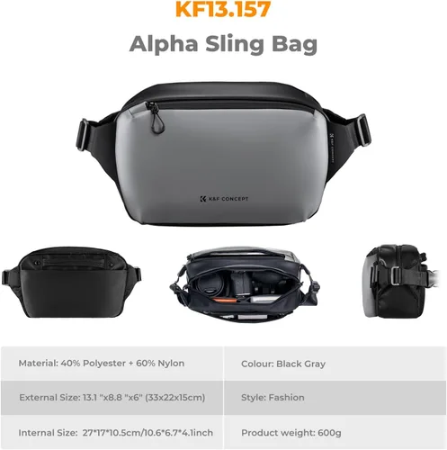 Miniatura 6 de K&F Concept Bolsa Bandolera 2 en 1 para Uso Diario, Bolsa de Hombro y Mochila Cruzada Multifuncional para Fotografía con Cámara DSLR, Bolsa Portátil