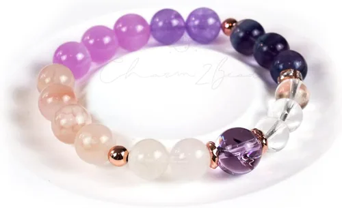 Miniatura 215 de Precious Gemstone Natural Crystal Healing Bracelet, Rutilated Quartz, Moonstone, Quartz Handmade Original Design Bracelet