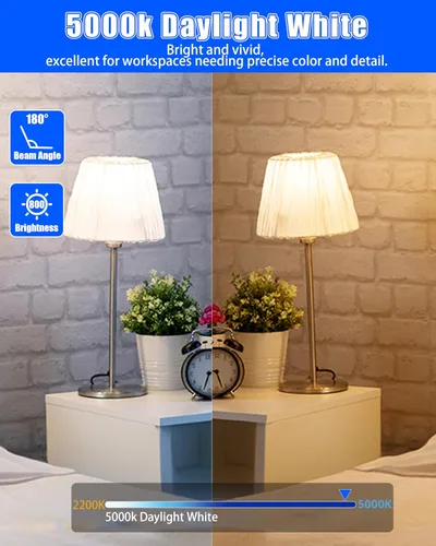 Miniatura 5 de MASTERY MART Paquete de 6 bombillas LED A19 equivalentes a 60 W, 9 W no regulables, sin parpadeo, 800 LM, luz blanca brillante 5000 K, base E26