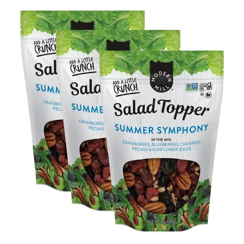 Miniatura 19 de Modern Mill Summer Symphony Aderezo para Ensalada Mixta de Gourmet Nut - Arándanos Rojos Secos, Arándanos Azules, Nueces Pecanas, Cerezas y Semillas