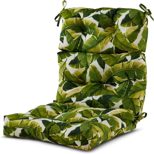 Miniatura 13 de Cojines para silla de respaldo alto para exteriores, diseño de asiento y respaldo con bisagras de una pieza, reversibles con 4 lazos, tela