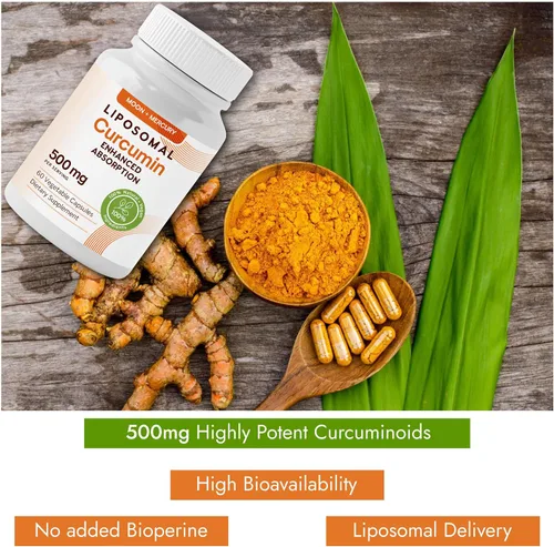 Miniatura 3 de Curcumina de cúrcuma liposomal 500mg - 60 cápsulas de suplementos de curcumina de cúrcuma
