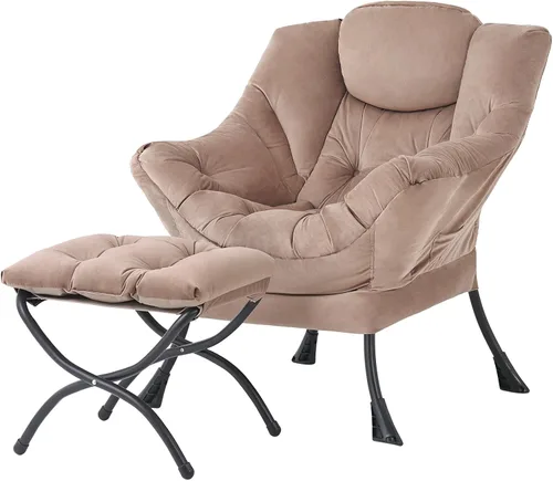 Miniatura 21 de Tiita - Sillón reclinable con otomana, grande, moderno, silla de ocio, de lectura, con reposapiés, para dormitorio, sala de estar, dormitorios, Gris