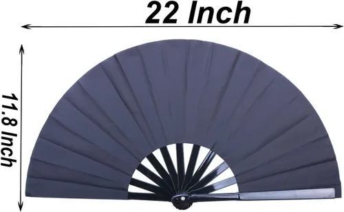 Miniatura 5 de Ventilador plegable de 11.8 pulgadas, negro, pequeño, ventilador de mano chino Kung Fu Tai Chi para hombres, mujeres/niños con una funda de tela