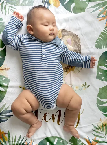 Miniatura 2 de Mantas de bebé personalizadas para niños, regalos personalizados para bebés con nombre, manta de forro polar suave y ligera (león bebé)