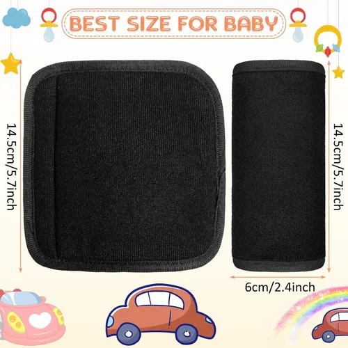 Miniatura 2 de Riakrum 6 fundas para correas de asiento de automóvil para bebés y niños, fundas de correa de asiento de automóvil, almohadillas para los hombros