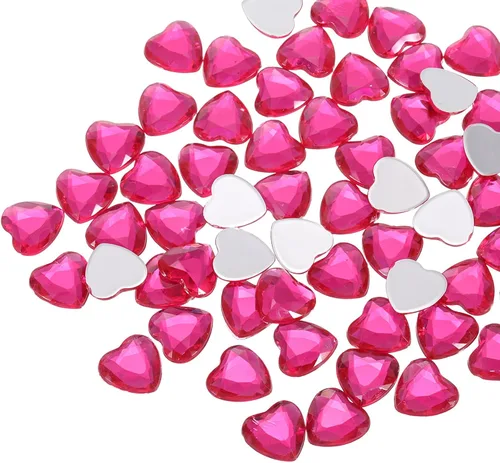 Miniatura 15 de MECCANIXITY 60 calcomanías acrílicas de diamantes de imitación de corazón de 0.315 in con parte trasera plana, gemas de plástico para manualidades
