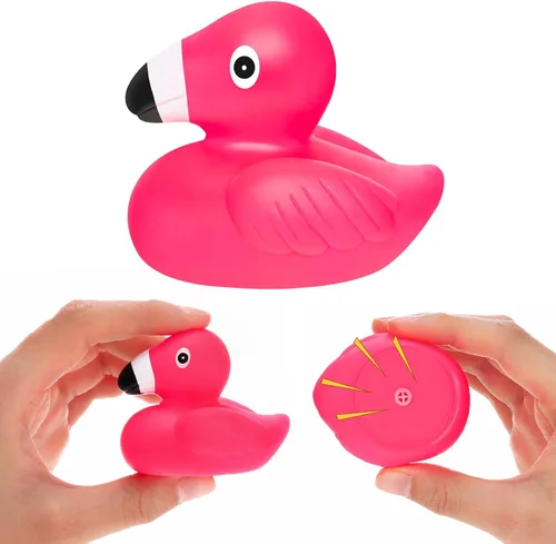Honoson 50 patos de goma de flamenco a granel flamencos rosados recuerdos de fiesta juguete de baño piscina flotante chirriante patos de goma para