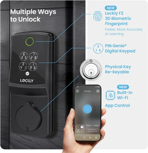 Miniatura 2 de Lockly Secure Pro (2025 Última Versión), Cerradura Inteligente con Wi-Fi Integrado, Nueva Generación de Cerradura de Puerta con Huella Dactilar