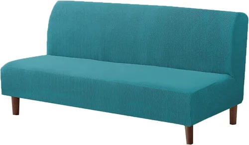 Miniatura 17 de Funda elástica para sofá de futón sin brazos, fundas de sofá y cama de forro polar a cuadros, fundas protectoras lavables para muebles con parte