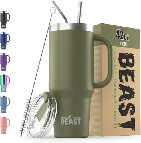 Miniatura 11 de Beast Vaso Térmico de 30 oz de Acero Inoxidable con Aislamiento al Vacío para Café y Hielo de Doble Pared Termo de Viaje (Rojo Arándano)