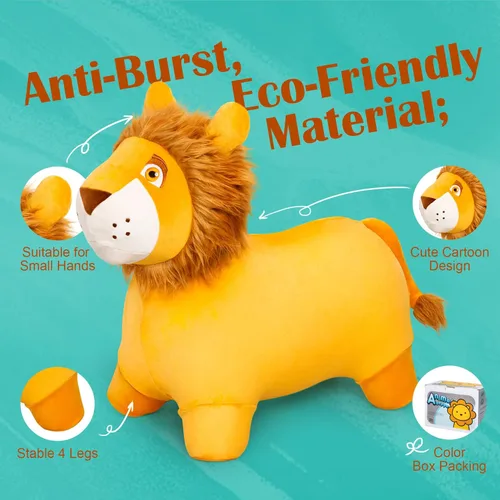Miniatura 3 de ZOOJOY juguete de león saltarín para niños, caballo de felpa para rebotar para niños pequeños, juguete de caballo saltarín para actividades