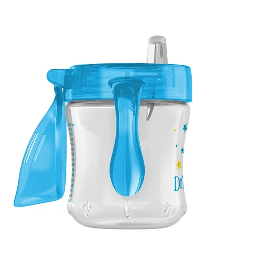 Miniatura 8 de Dr. Brown's Milestones - Vaso entrenador con boquilla suave y asas, color azul estrella, sin BPA, 6 oz/180 mL, a partir de 6 meses