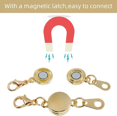 Miniatura 3 de 12 piezas de cierre magnético con bloqueo para joyería, cierre redondo para collar, cierres para pulsera, extensor de pulsera para fabricación