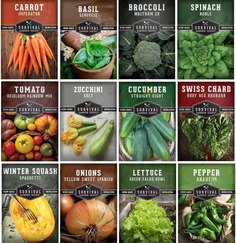 Miniatura 10 de Semillas de verduras para plantar paquete de 10 variedades – Paquetes de semillas de jardín autóctonas para cultivar tomate, lechuga, cebolla