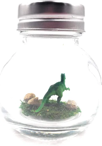 Miniatura 3 de Mini escritorio de dinosaurio de 1 pulgada T-Rex verde para mascotas con certificado de adopción