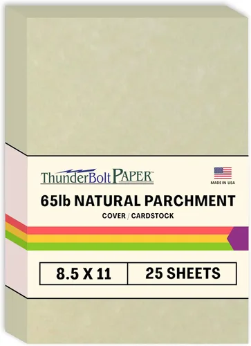 25 hojas de papel de cubierta de pergamino natural de 65 libras de 8.5 x 11 pulgadas, hojas de colores con peso de cartulina de 8.5 x 11 pulgadas