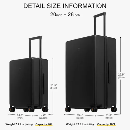 Miniatura 9 de LEVEL8 Equipaje luminoso, Negro -, Juego de 2 piezas