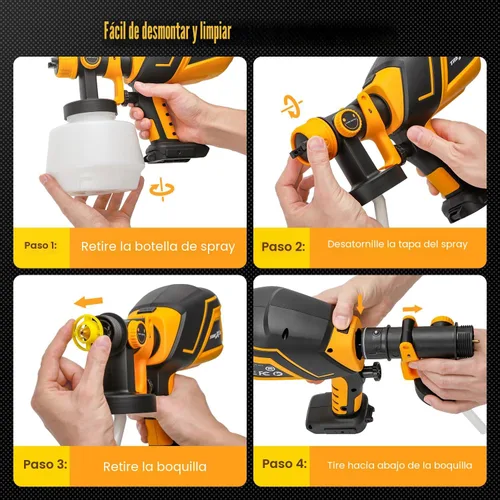 Miniatura 4 de Pulverizador de pintura inalámbrico para batería Dw 20V MAX, pulverizador de pintura eléctrico con 40.6 fl oz, fácil de limpiar, modos