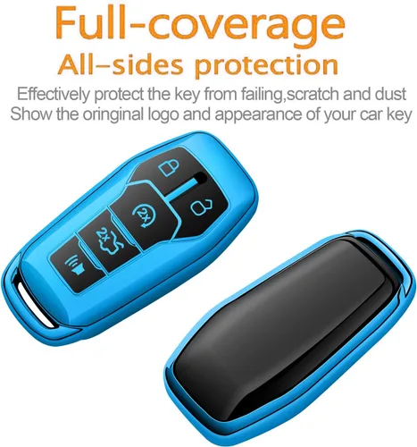 Miniatura 3 de Funda para Llave Ford con Llavero de TPU Suave Premium, Carcasa de Llave de Protección Completa Compatible con Ford Fusion 2013-2016, Ford Mustang