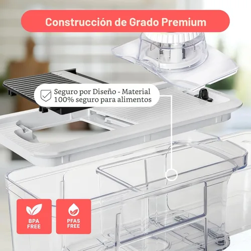 Miniatura 5 de Cortador de mandolina Fullstar para cocina - Picador de verduras, cebolla, patata, picador y cortador de alimentos, frutas y verduras