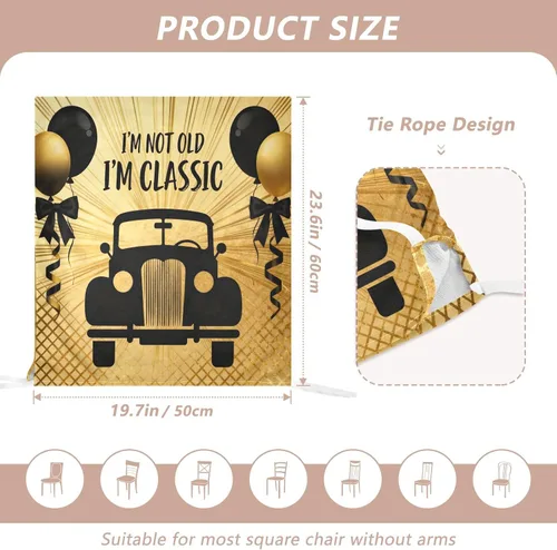 Miniatura 2 de Decor Retro 70s Car Gold Black Chair Seat Cover Washable for Home Decor Set of 2 Decorative Club Chair Slipcover protectores de sillas para comedor