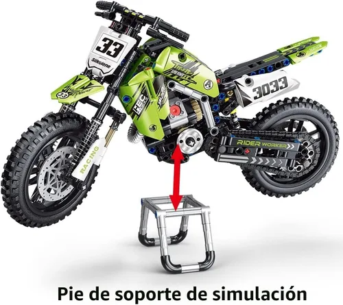 Miniatura 5 de Mesiondy Kit de bloques de construcción de juguete para motocicleta, conjuntos de ladrillos STEM, juguetes para niños y adultos, construye una Verde