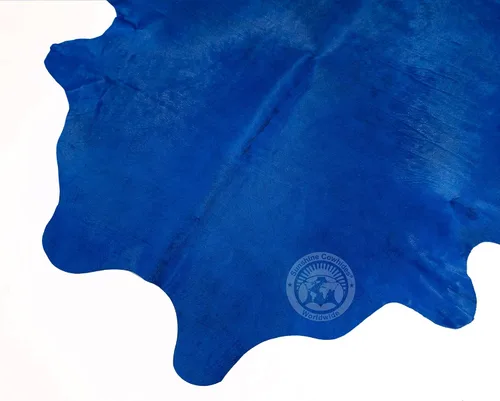 Miniatura 4 de Sunshine Cowhides Alfombra de piel de vaca 100% genuina teñida, color azul marino, alfombra de estilo moderno y alfombra para suelo de sala