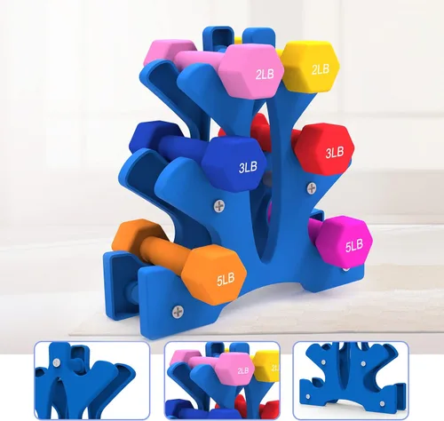 Miniatura 3 de Portzon Soporte para mancuernas, árbol de pesas de mano, diseñado para sostener mancuernas de neopreno, un par cada uno