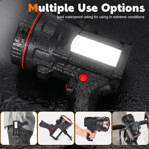 Miniatura 5 de Superbright Linterna LED de Mano Reflector Linterna Potente Luz de Búsqueda Linterna Recargable por USB con Función de Banco de Energía Luz