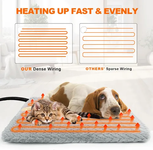Miniatura 4 de Almohadilla térmica para mascotas para gatos y perros, cama térmica para perros con cable de acero resistente a las masticaciones, temporizador