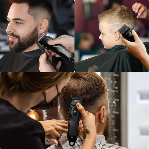 Miniatura 7 de Cortapelos para hombres profesionales, inalámbricas y con cable para cortar el cabello, cortapelos recargables para hombre, juego de corte de pelo