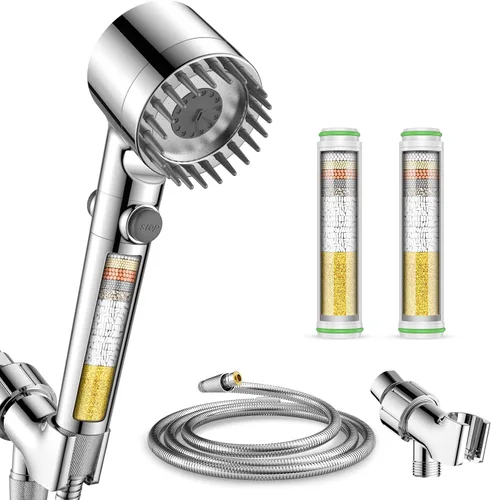Miniatura 12 de Filtered Shower Head with Handheld with 4PCS Filters, High Pressure 4 Spray Modes Shower heads with Filter, IronDrops Water Softener Filter for Hard