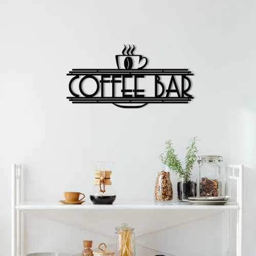 Miniatura 2 de XORT Letrero de café de metal para decoración de pared, arte de pared de metal para cafetería, barra de café y té de metal negro, para colgar