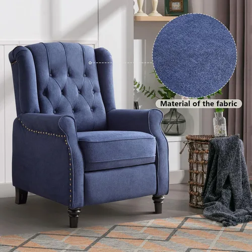 Miniatura 6 de CANMOV Silla Reclinable de Empuje hacia Atrás, Silla Decorativa, Sillón Reclinable de Mediados de Siglo con Respaldo Alto, Silla Reclinable de Tela