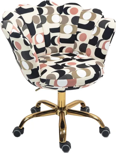 Miniatura 18 de Cómoda silla de trabajo para oficina en casa con ruedas, bonita y moderna tapizada de terciopelo con respaldo de concha, silla de escritorio